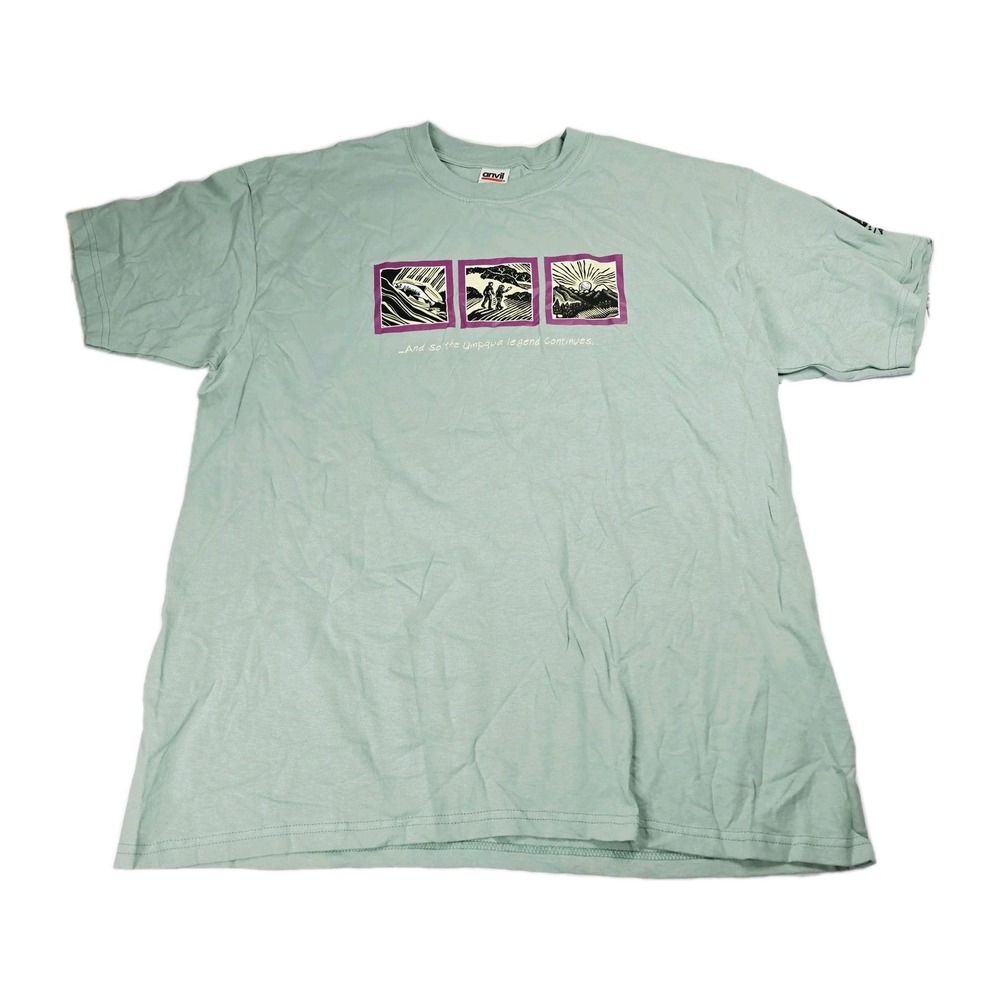 Anvil Umpqua Bank XL T-Shirt Graphic Tee Mens Outdoors Legend‎ Cotton